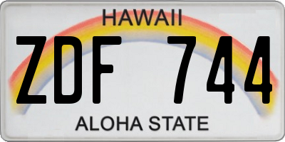 HI license plate ZDF744