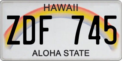 HI license plate ZDF745