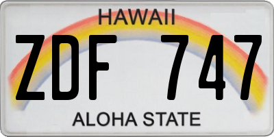 HI license plate ZDF747