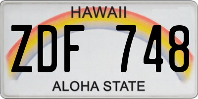 HI license plate ZDF748