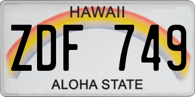 HI license plate ZDF749