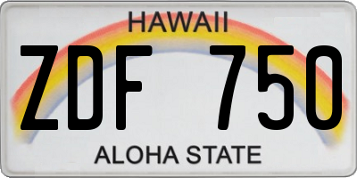 HI license plate ZDF750