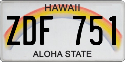 HI license plate ZDF751