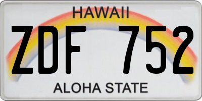 HI license plate ZDF752