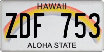 HI license plate ZDF753
