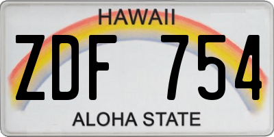 HI license plate ZDF754