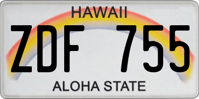 HI license plate ZDF755