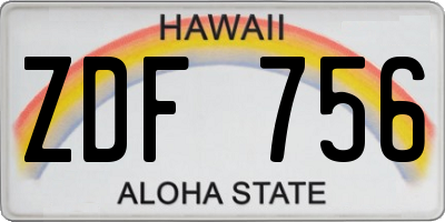 HI license plate ZDF756