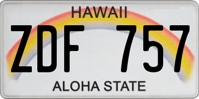 HI license plate ZDF757