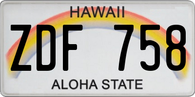 HI license plate ZDF758