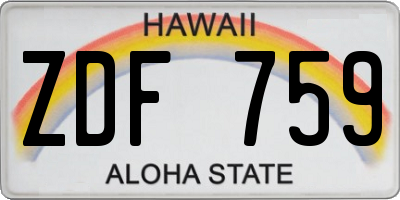 HI license plate ZDF759