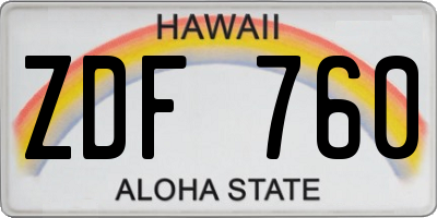 HI license plate ZDF760