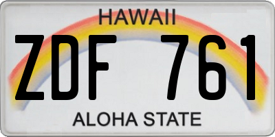 HI license plate ZDF761