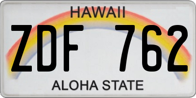 HI license plate ZDF762