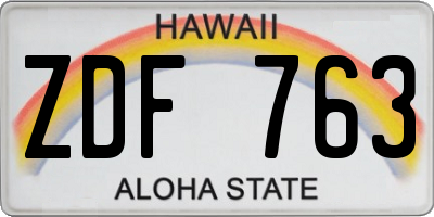 HI license plate ZDF763