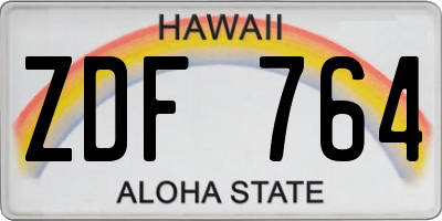 HI license plate ZDF764