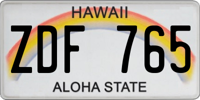 HI license plate ZDF765