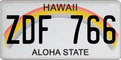 HI license plate ZDF766