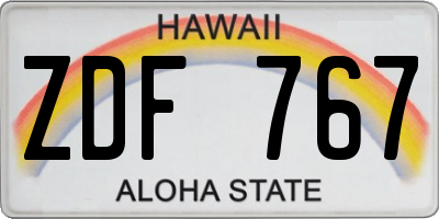 HI license plate ZDF767