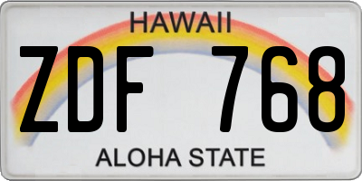 HI license plate ZDF768
