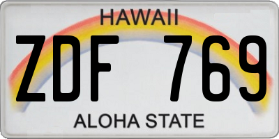 HI license plate ZDF769