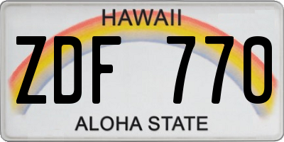 HI license plate ZDF770