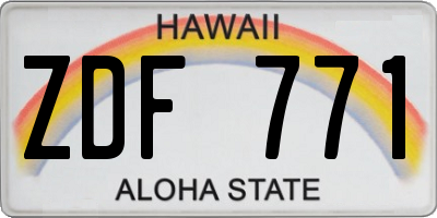 HI license plate ZDF771