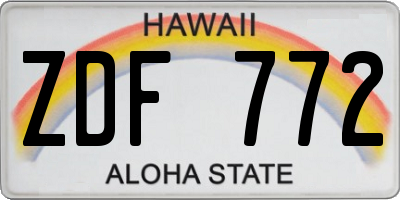 HI license plate ZDF772