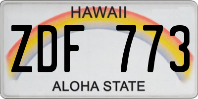 HI license plate ZDF773