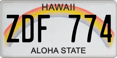 HI license plate ZDF774