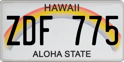 HI license plate ZDF775