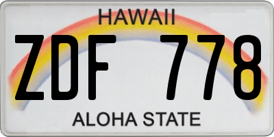 HI license plate ZDF778