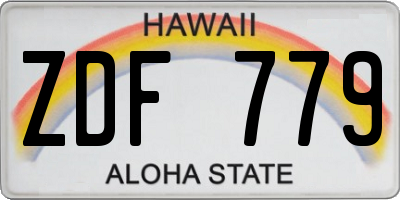 HI license plate ZDF779