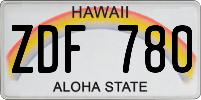HI license plate ZDF780