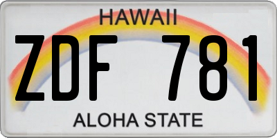 HI license plate ZDF781