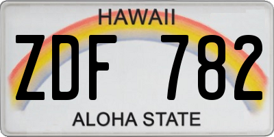 HI license plate ZDF782