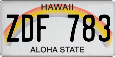 HI license plate ZDF783