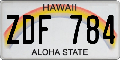 HI license plate ZDF784
