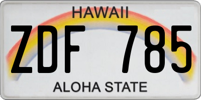 HI license plate ZDF785