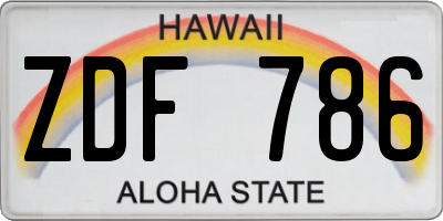 HI license plate ZDF786