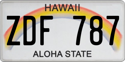 HI license plate ZDF787
