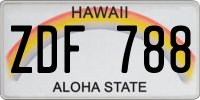 HI license plate ZDF788