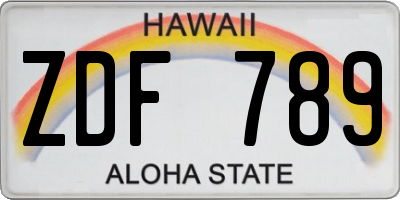 HI license plate ZDF789