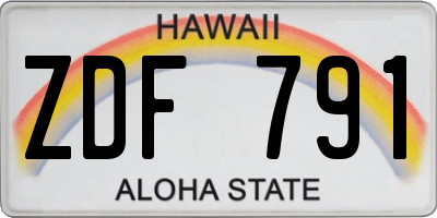 HI license plate ZDF791