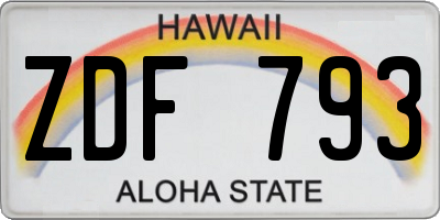 HI license plate ZDF793