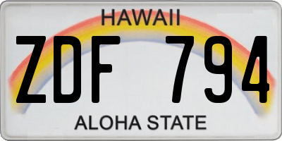 HI license plate ZDF794