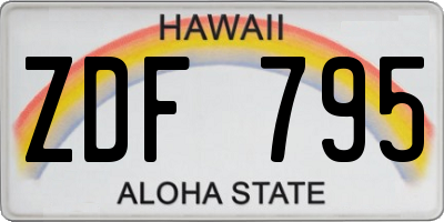HI license plate ZDF795