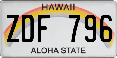 HI license plate ZDF796