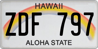 HI license plate ZDF797