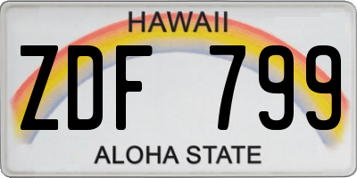 HI license plate ZDF799